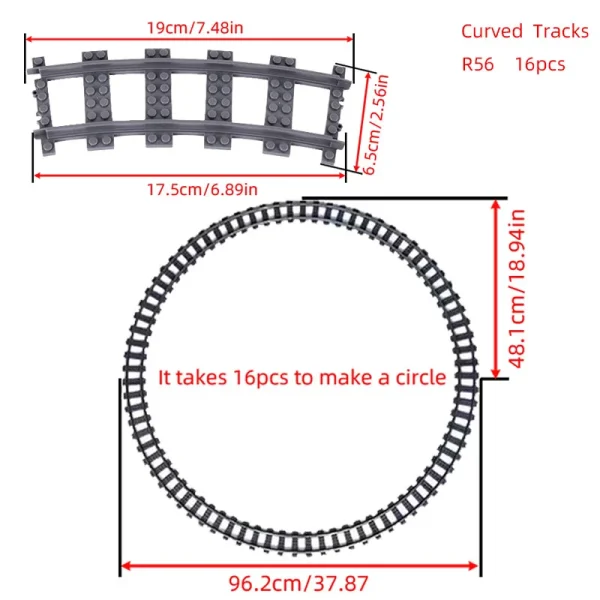 City Trains Switch Flexible Tracks Straight Curved Rails Crossing Flexible High-Speed Railway Viaduct Building Block Bricks Toys - Image 3
