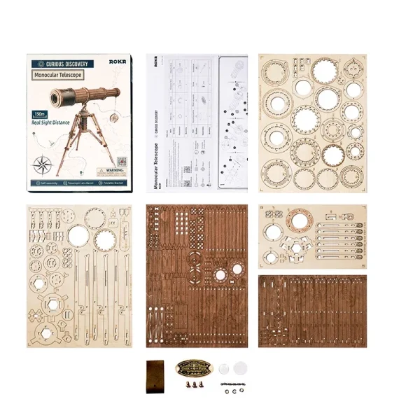 Robotime ROKR Monocular Telescope 3D Wooden Puzzle Game Assembly Toys for Children Teens Adult Birthday Gift - Image 6