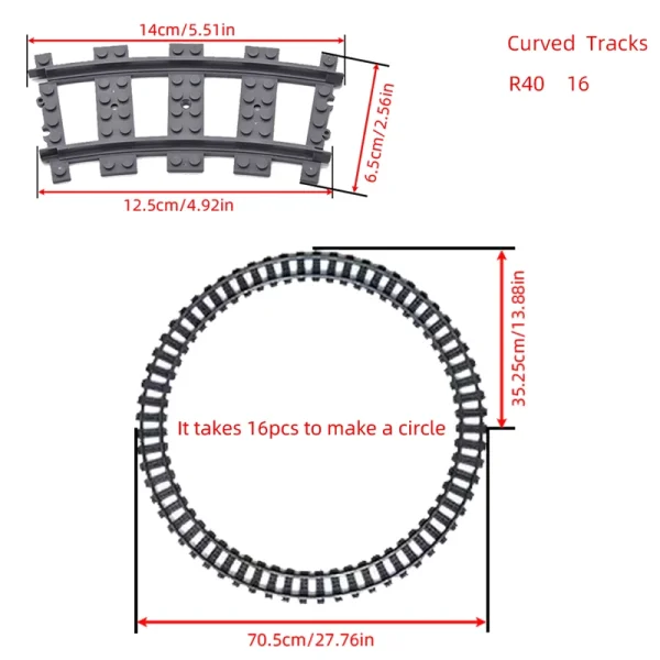 City Trains Switch Flexible Tracks Straight Curved Rails Crossing Flexible High-Speed Railway Viaduct Building Block Bricks Toys - Image 2