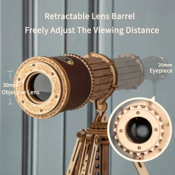 Robotime ROKR Monocular Telescope 3D Wooden Puzzle Game Assembly Toys for Children Teens Adult Birthday Gift - Image 4